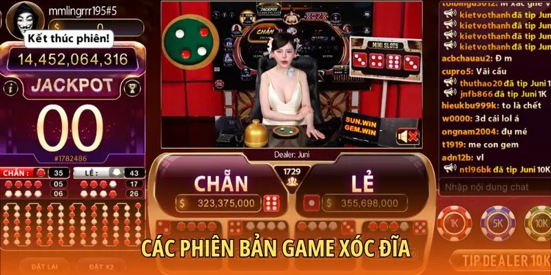 Các phiên bản game Xóc đĩa